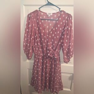 Umgee pink polka dot wrap dress